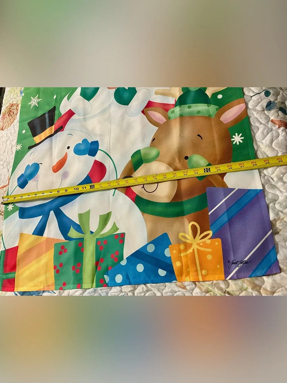 Briarwood Lane “No Peeking!” Christmas Decorative House Flag – Santa, Snowman &